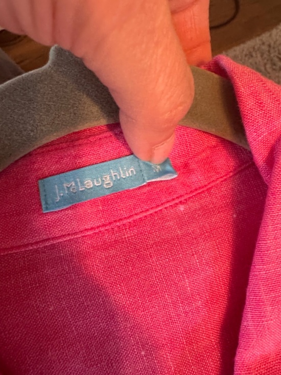 J McLaughlin M Pink Linen Button Front Shirt NWOT Long Sleeve Collared Blouse - Picture 6 of 7